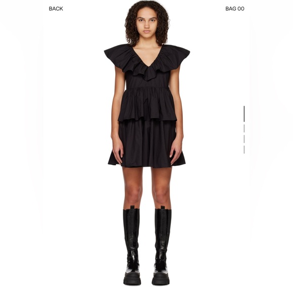 Ganni ruffle black dress - Picture 3 of 3